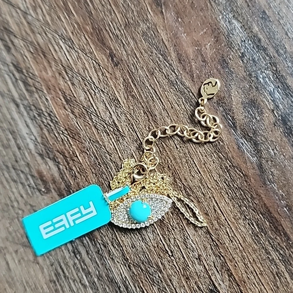 Effy 14k yellow gold diamond turquoise necklace - Picture 3 of 4